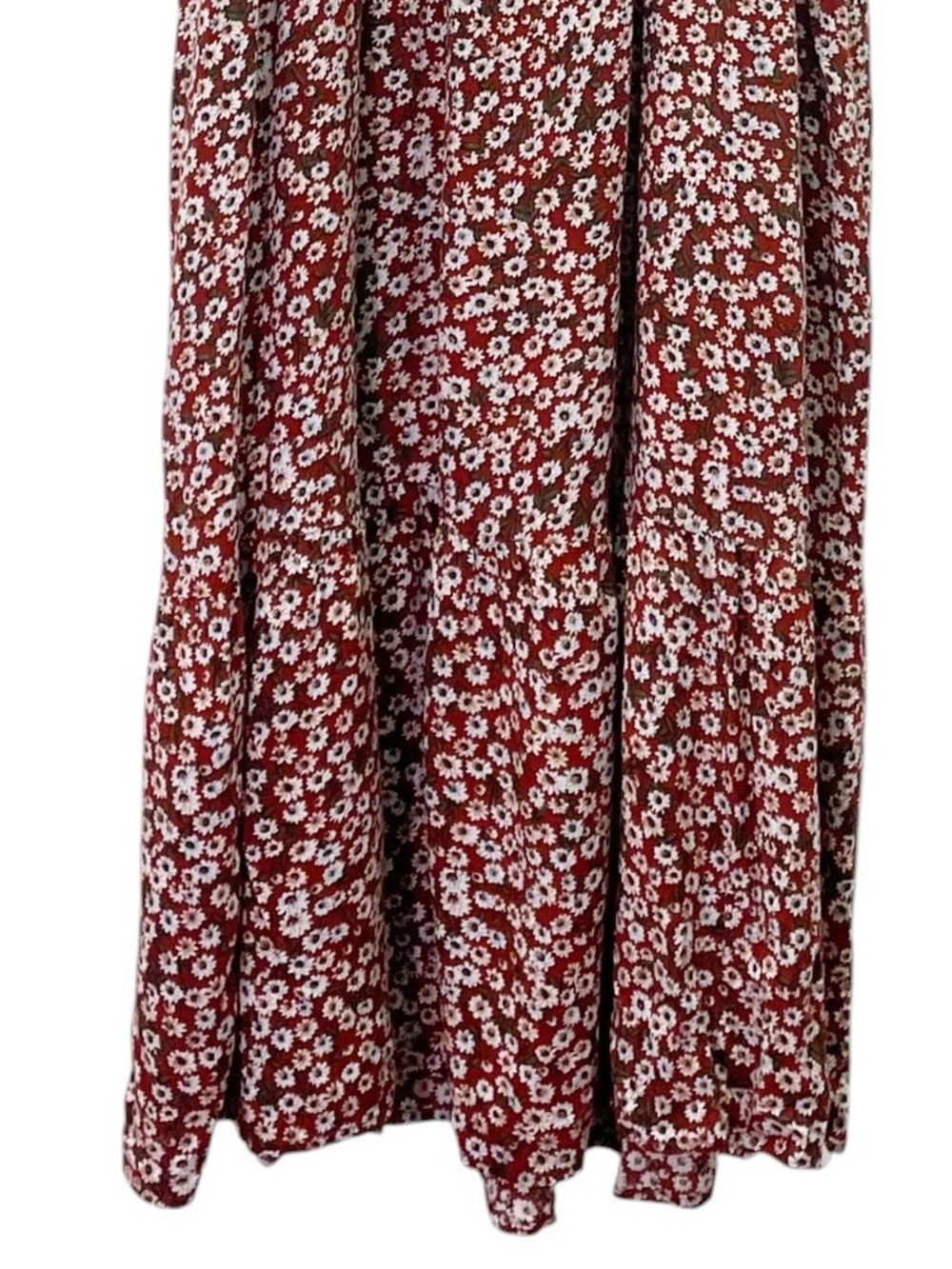 Natural Life Harley Midi Dress Size L/XL Rust Floral Daisy Tiered Boho Pockets - Picture 7 of 11